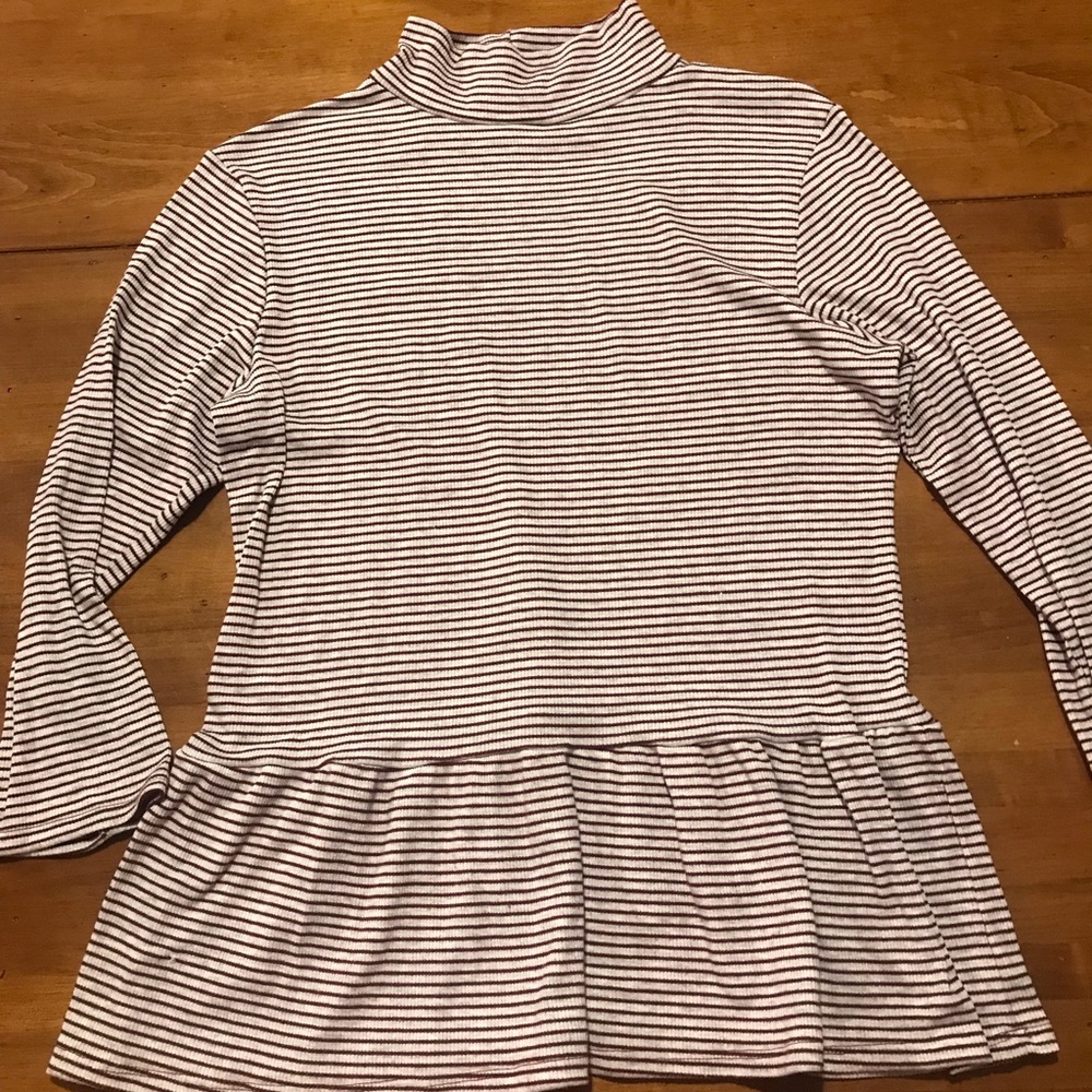 Striped Mock Turtleneck Top